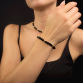 Women's Protection Bracelet with Onyx & Black Tourmaline in Gold